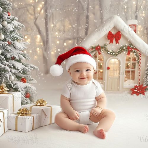 Digital Christmas Backdrop, Winter Wonderland Christmas Background, Snow Tree Backdrop, Baby Girl Boy Backdrop, Photoshop Composite Overlay